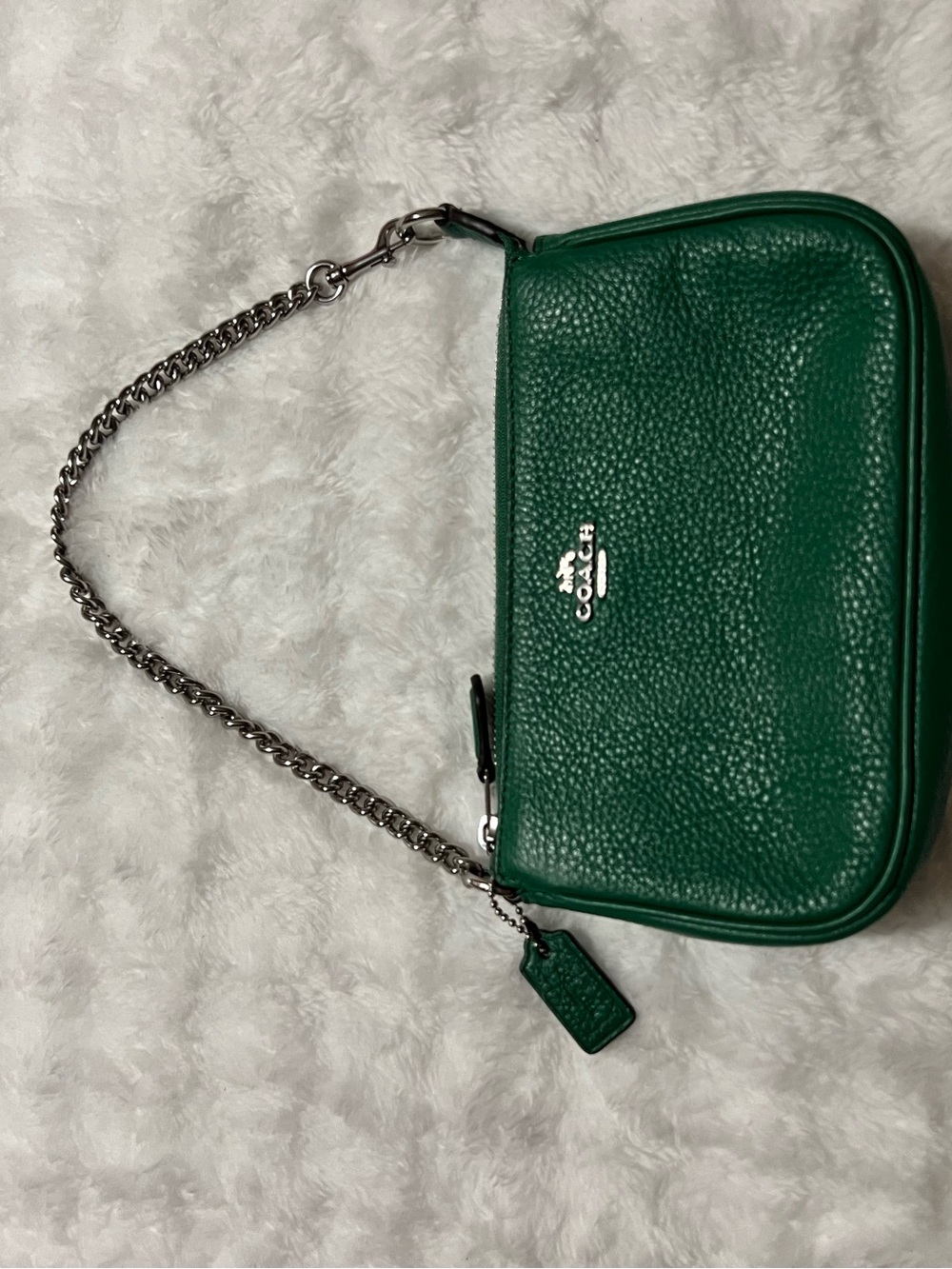 Coach Emerald Pebbled Leather Chain mini bag